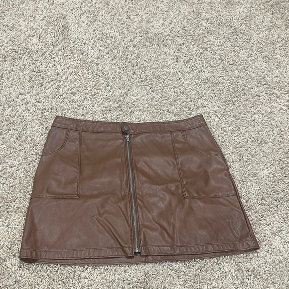 NEW Brown Leather Mini Skirt size XL - Picture 3 of 5